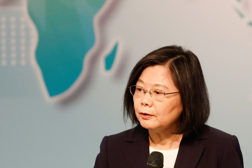 Taiwan's President Tsai Ing-wen speaks during the Ketagalan forum in Taipei