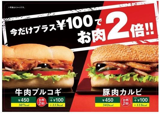 Subway Sandwich Menu in Japanese, Subway menu in Japanese.