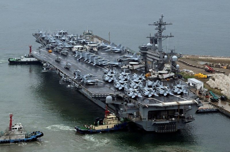 FILE PHOTO: The Theodore Roosevelt (CVN 71), a nuclear-powered aircraft carrier in Busan