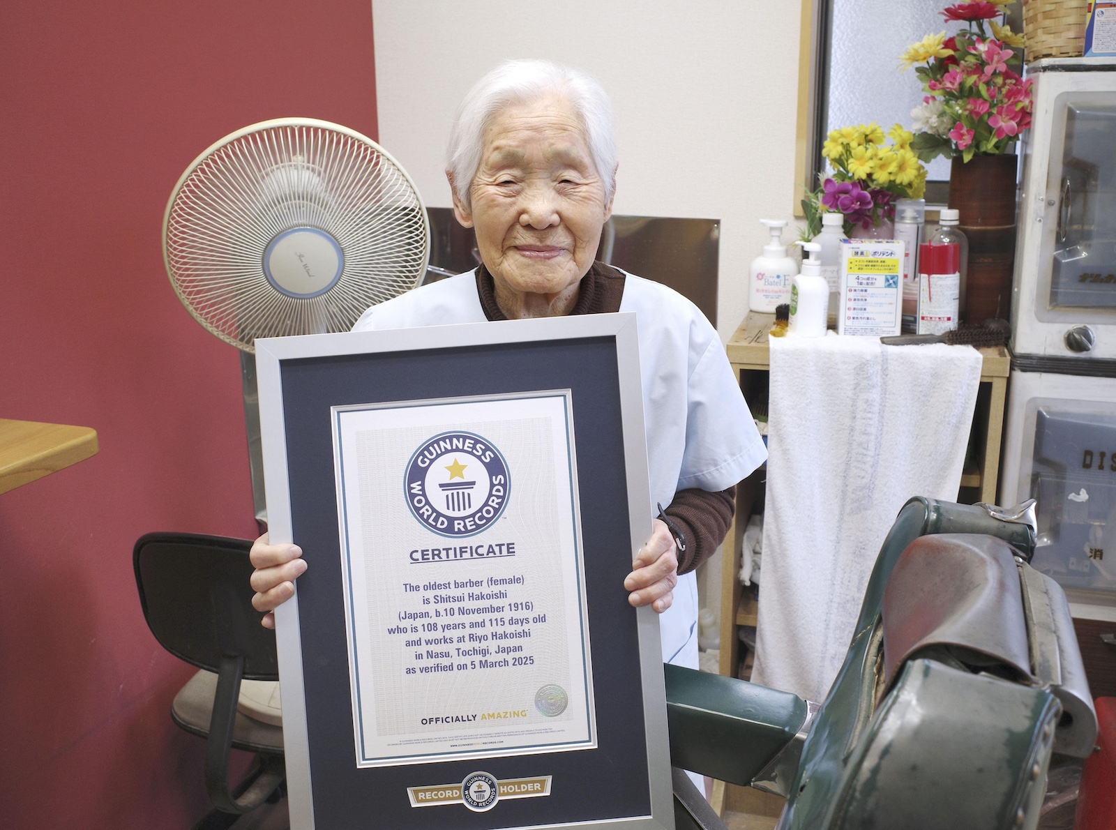 108-year-old Japanese woman recognized as world's oldest female barber