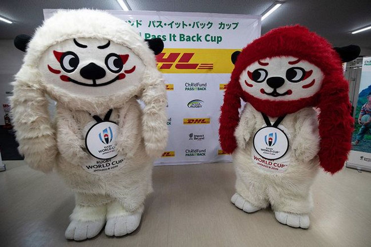 Rugby World Cup mascots call on fans to 'pass it back' and help