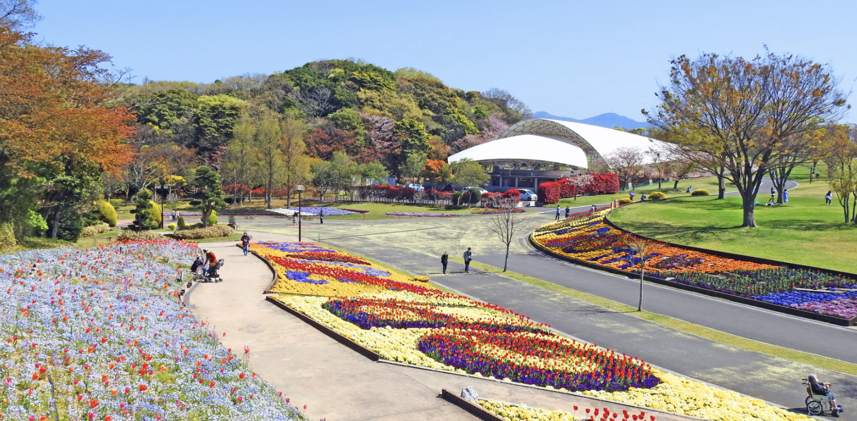 For seasonal blooms and the country’s largest swing set, head to Kitakyushu Hibikinada Ryokuchi Green Park