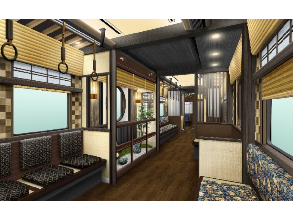 Osaka To Kyoto Sightseeing Train With Traditional Japanese Interior Is 