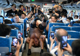 Wrestling in Japan train